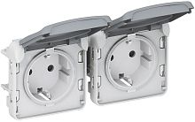 Розетка с заземлением без рамки Legrand Plexo 2-м. крышка шторки IP55 серый картинка